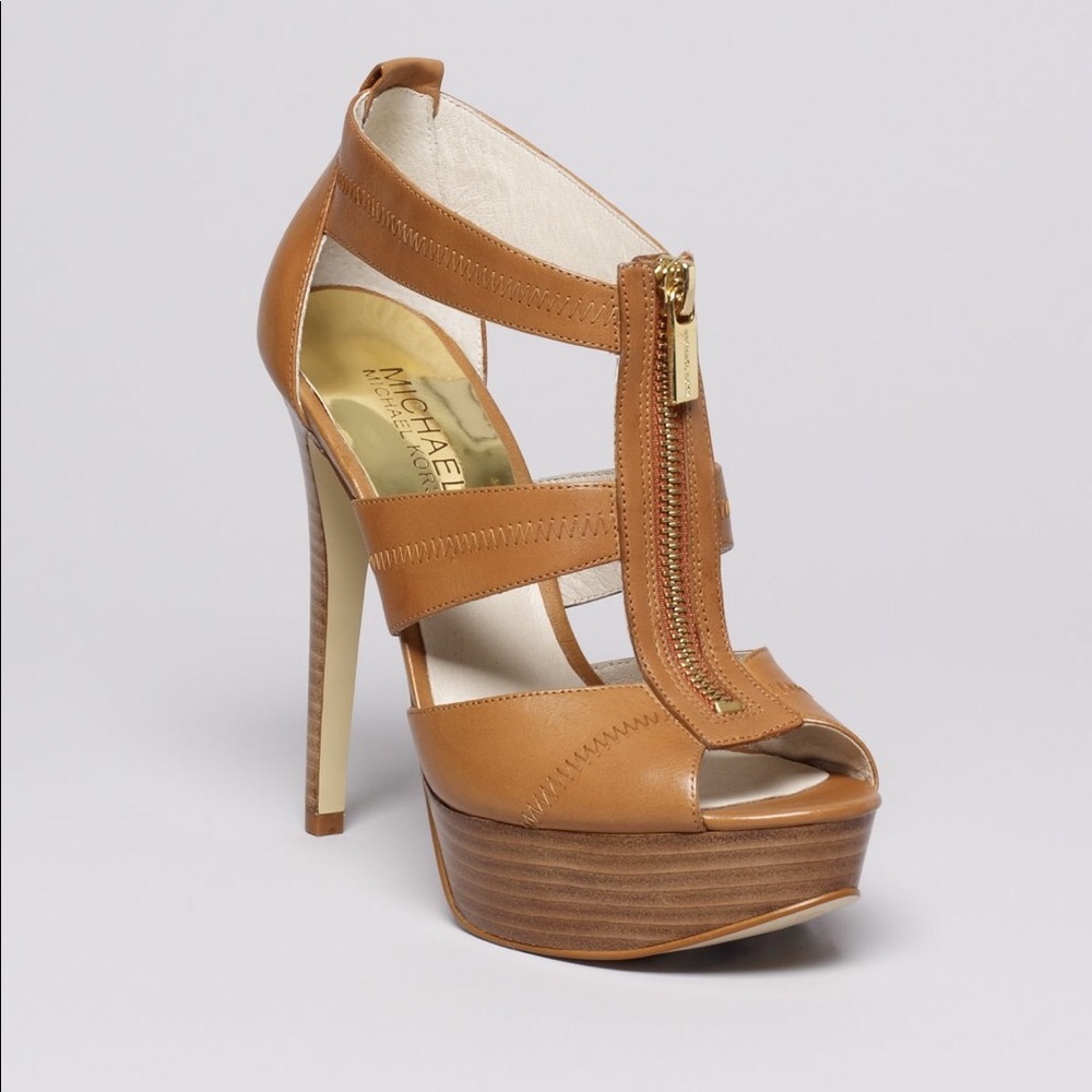 Michael Kors Brown Peep Toe High Heels Shoes